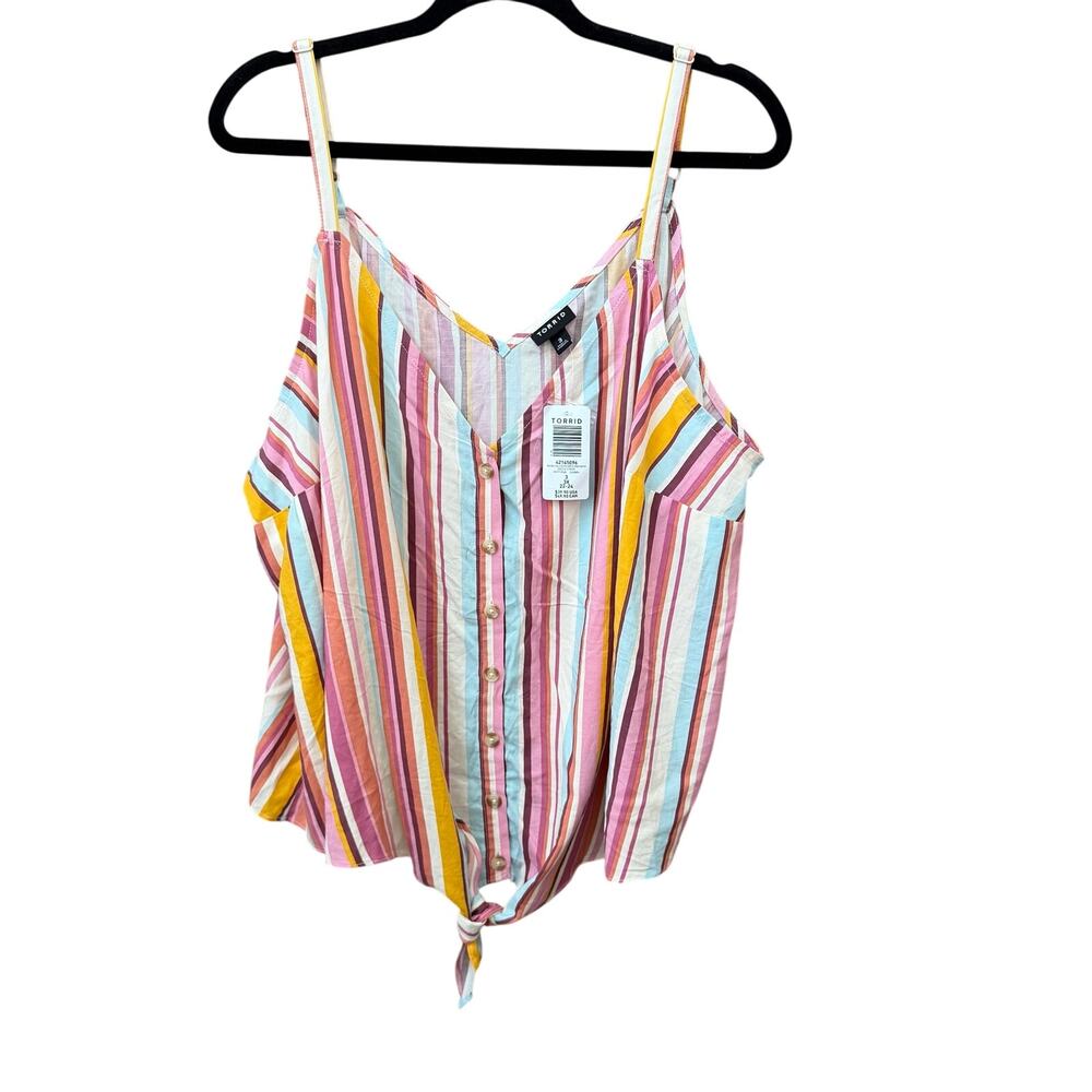 Torrid Tie Front Stripe Crop Button Down Top NEW Size 3 Tank 3X